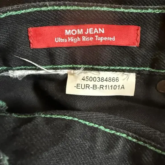 Tommy Jeans Women’s Ultra High Rise Mom Jeans Black Distressed Size 25 - Picture 5 of 9